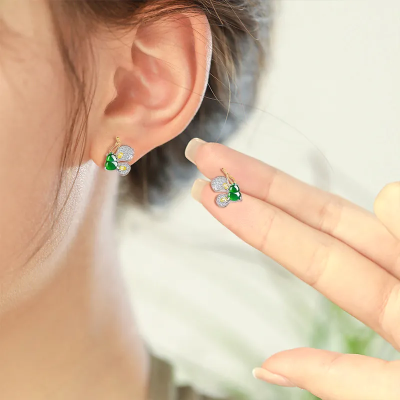 Jade Is Boundless Ice Glutinous Stud Earrings Women's-1