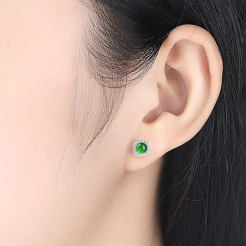 Jade Is Boundless Ice Type Jadeite Stud Earrings Women's-4