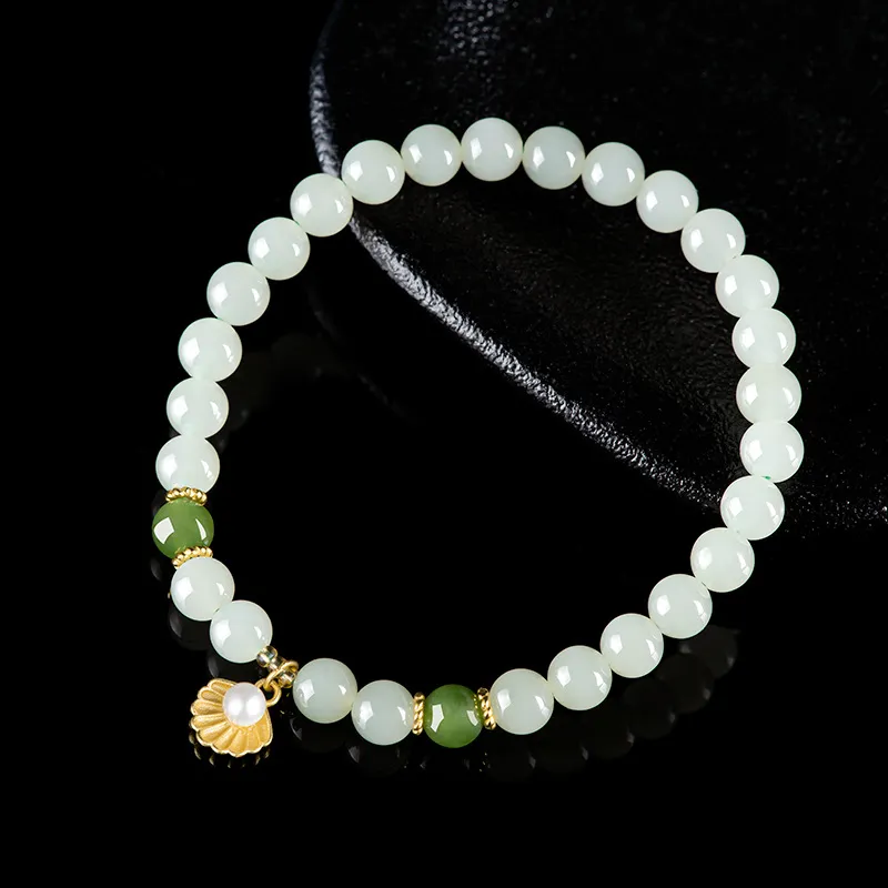 Jade Is Boundless Hetian Jade Bracelets Pale Greenish White Jade Women's-2