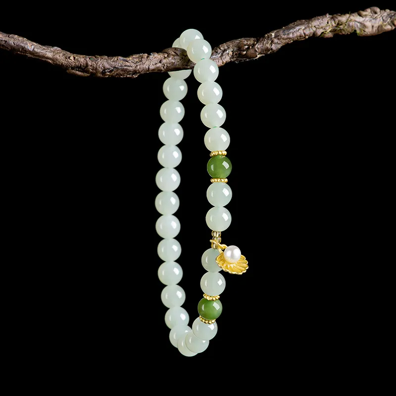 Jade Is Boundless Hetian Jade Bracelets Pale Greenish White Jade Women's-3