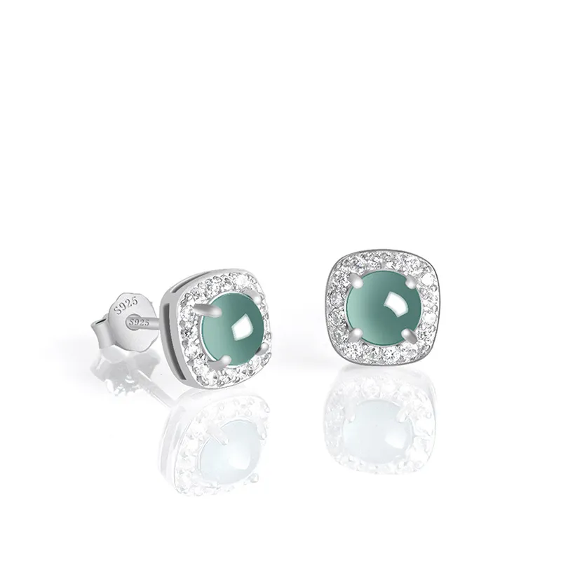 Jade Is Boundless Glutinous Jade Jadeite Stud Earrings Women's-2