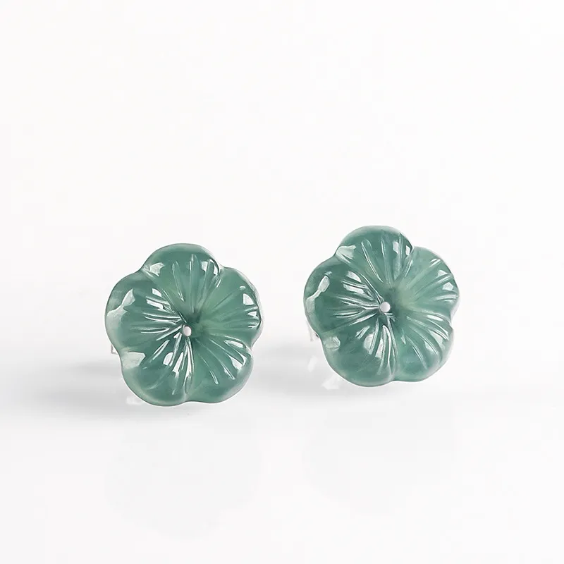 Jade Is Boundless Ice Glutinous Jadeite Stud Earrings Women's-2