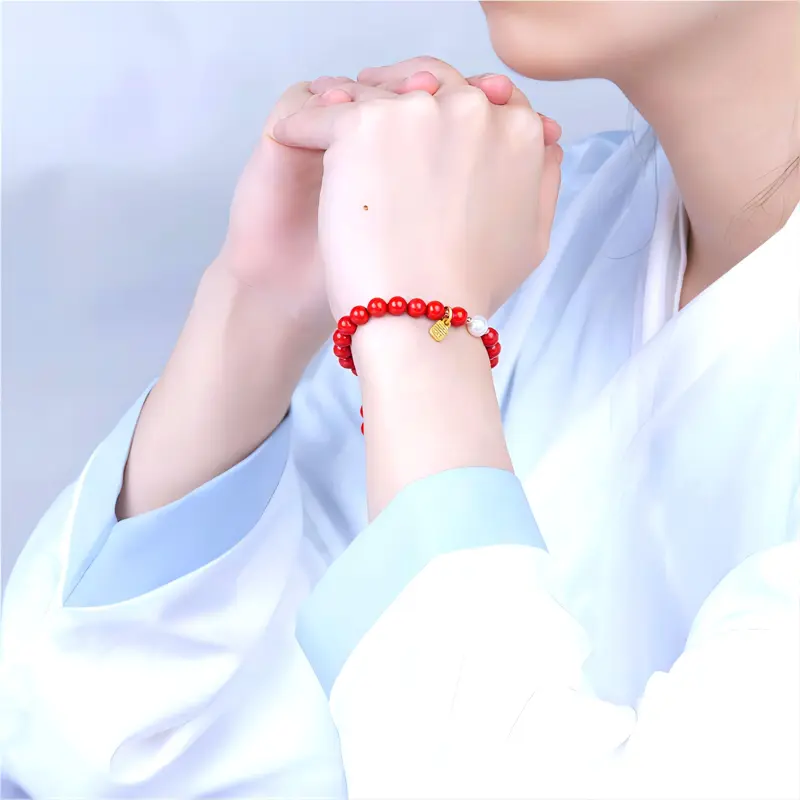 Fan Lan Reconstructed Cinnabar Bracelets Unisex-5