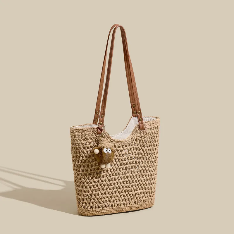 JOSINY Fabric Tote Bag, Shoulder Bag Women's Ecru/Coffee-12