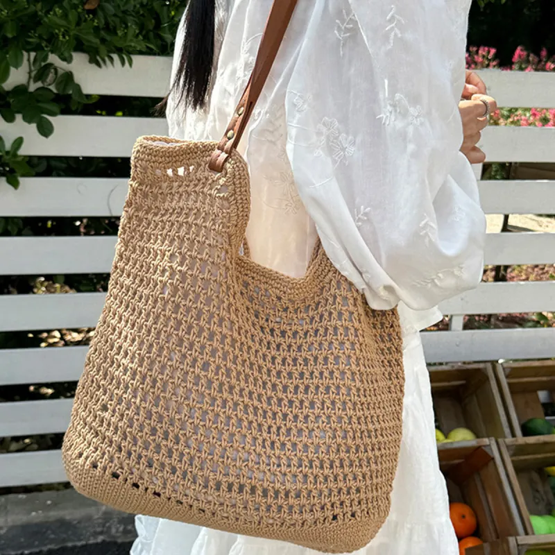 JOSINY Fabric Tote Bag, Shoulder Bag Women's Ecru/Coffee-9