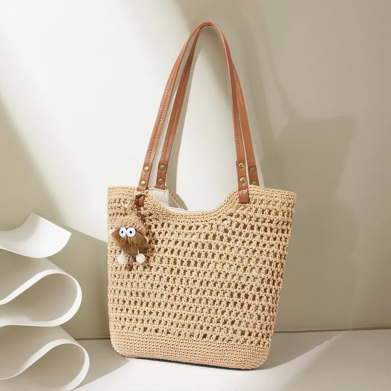 JOSINY Fabric Tote Bag, Shoulder Bag Women's Ecru/Coffee-11