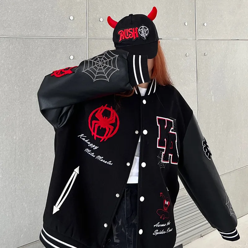 KAKAZZY Baseball Jacket Unisex Black-6