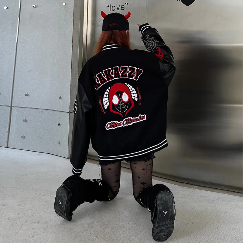KAKAZZY Baseball Jacket Unisex Black-7
