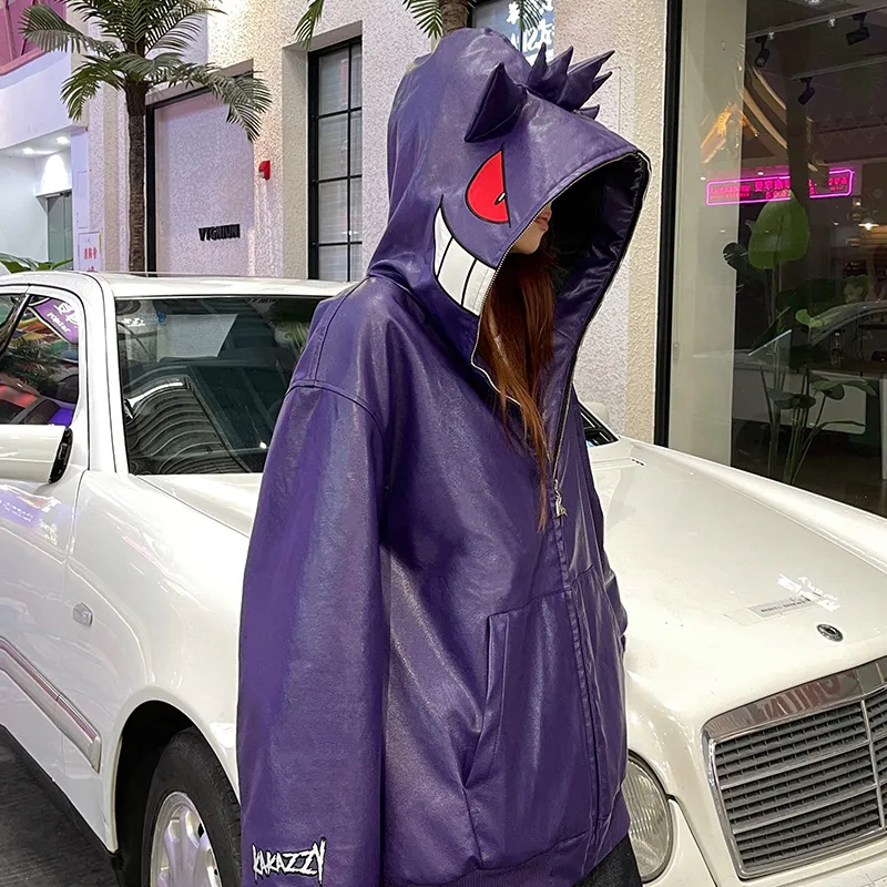 KAKAZZY Leather Jackets Unisex Purple-10