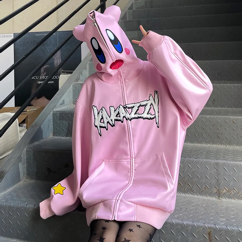 KAKAZZY Spring And Autumn Jackets Coats Unisex Pink-7