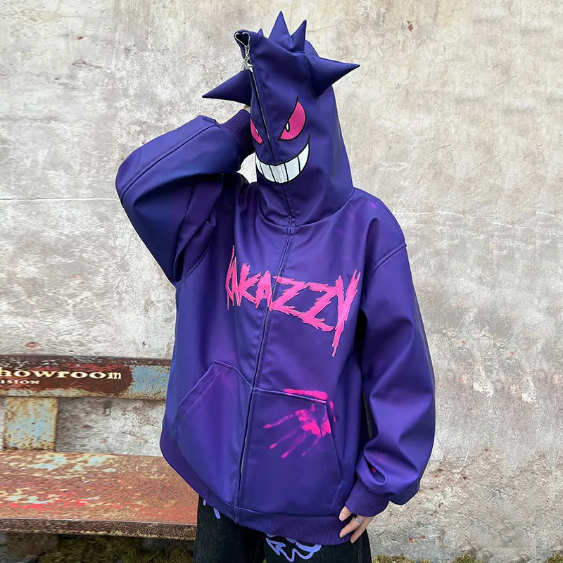 KAKAZZY Leather Jacket Unisex Purple-6