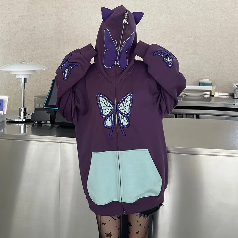 KAKAZZY Sweatshirts Unisex Dark Purple-6