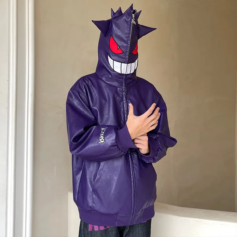 KAKAZZY Leather Jackets Unisex Purple-5