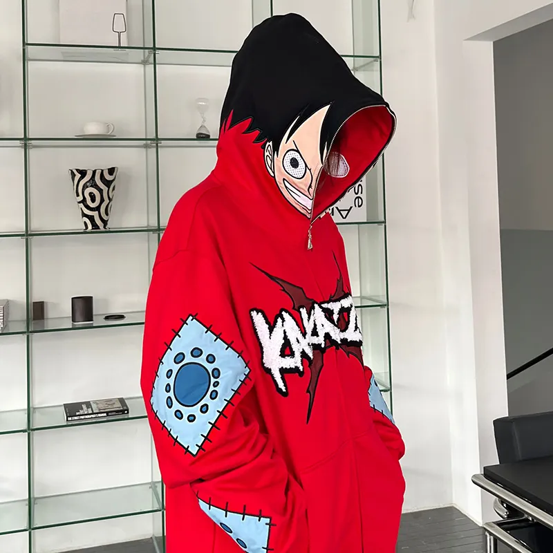 KAKAZZY Sweatshirts Unisex Red-7