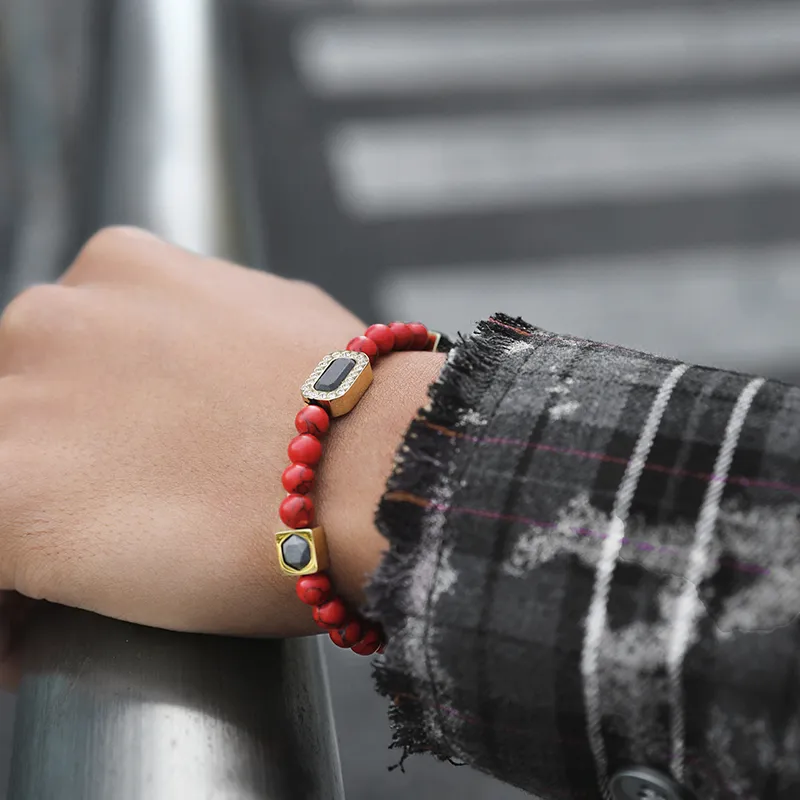 BABAMA Red Turquoise Bracelets Unisex-9