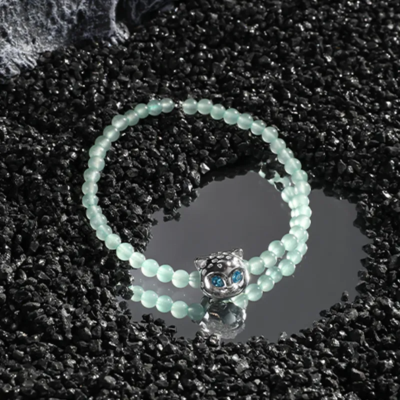 BABAMA Aventurine Beaded Bracelet, Cute Tiger Unisex-2
