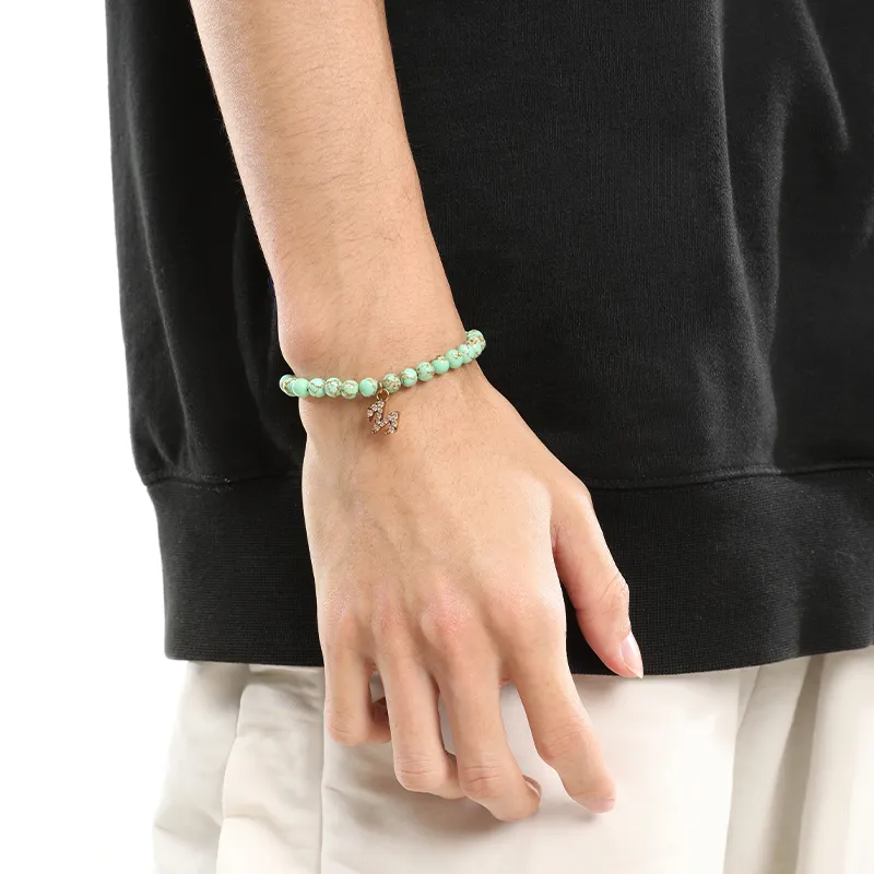 BABAMA Synthetic Turquoise Beaded Bracelet, New Chinese Style Beads Unisex-4