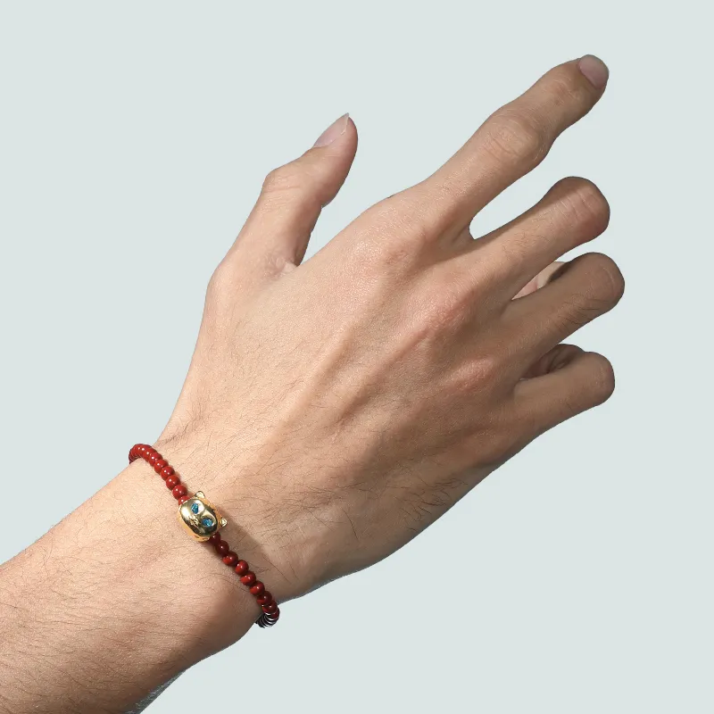 BABAMA Cinnabar Beaded Bracelet Cute Tiger Unisex-1