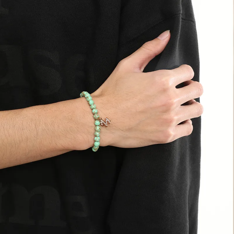 BABAMA Synthetic Turquoise Beaded Bracelet, New Chinese Style Beads Unisex-5
