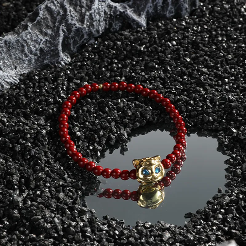 BABAMA Cinnabar Beaded Bracelet Cute Tiger Unisex-3