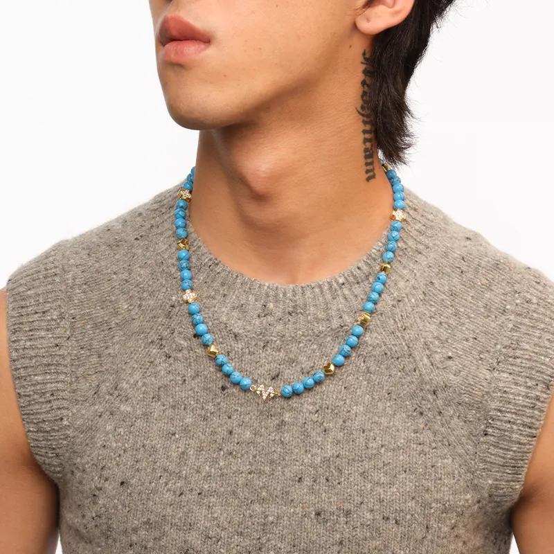 BABAMA Synthetic Blue Turquoise Necklaces Unisex-1