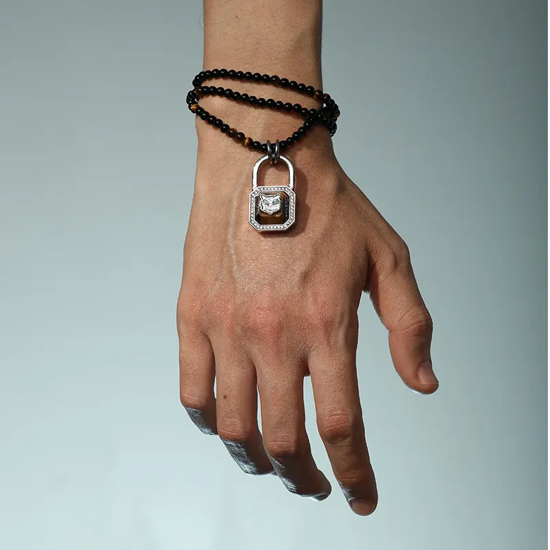 BABAMA Agate Necklace Bead Chain Multi-Wrap Beaded Bracelet Unisex-3