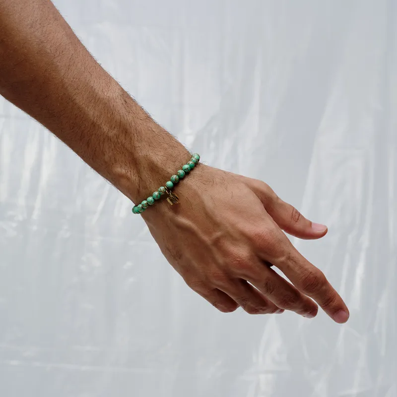 BABAMA Synthetic Turquoise Beaded Bracelet, New Chinese Style Beads Unisex-3