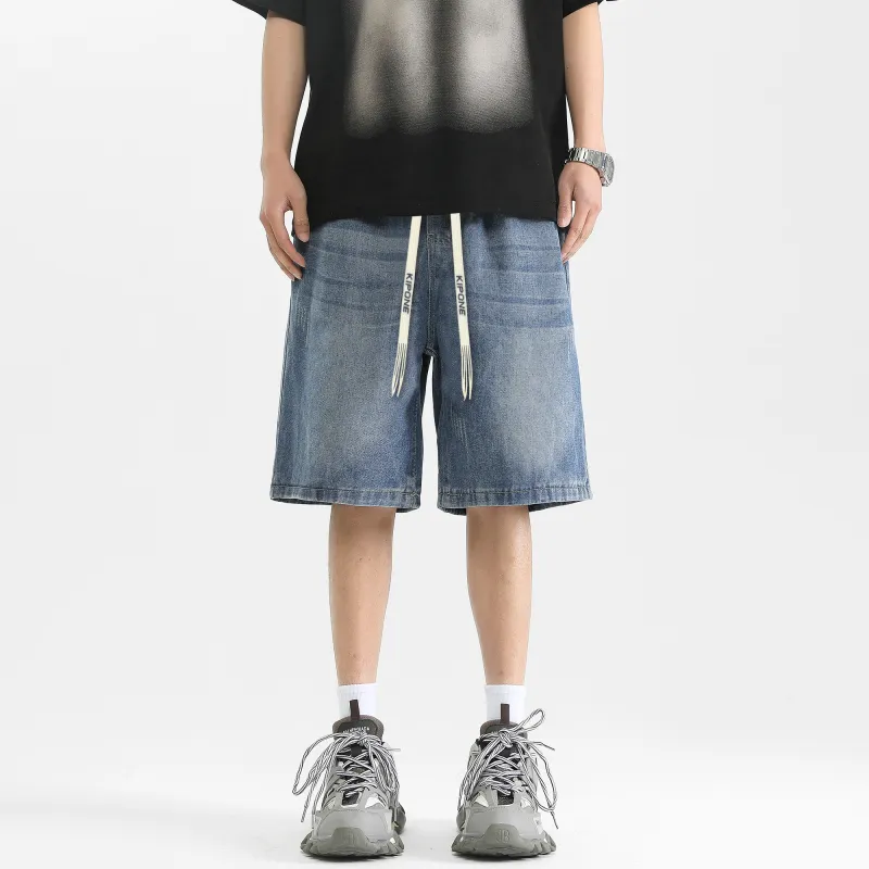 KIPONE Denim Shorts Unisex Blue-2