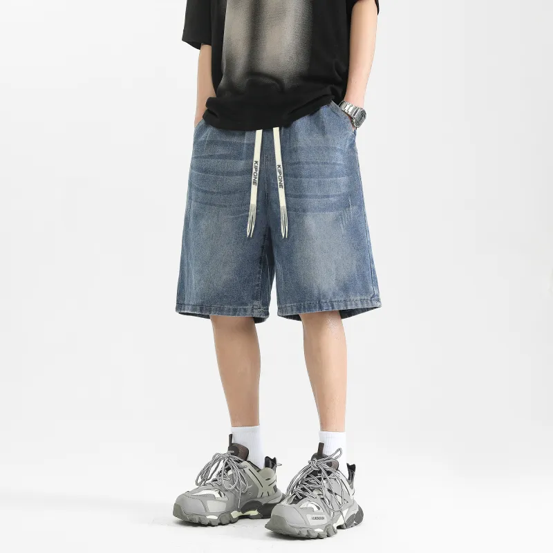 KIPONE Denim Shorts Unisex Blue-3