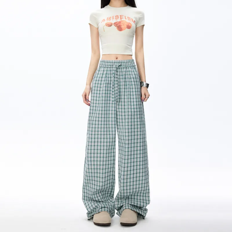 GDRX Casual Pants Unisex Black White Plaid-7