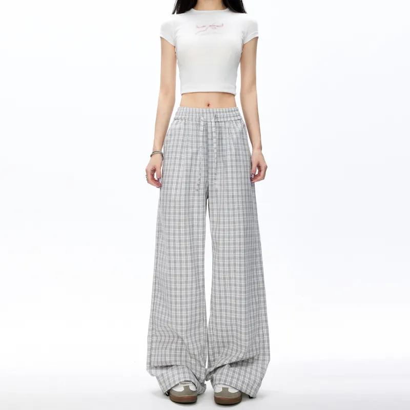 GDRX Casual Pants Unisex Black White Plaid-17