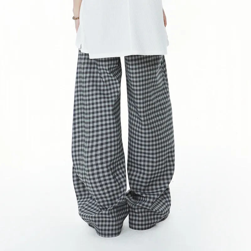 GDRX Casual Pants Unisex Black White Plaid-2