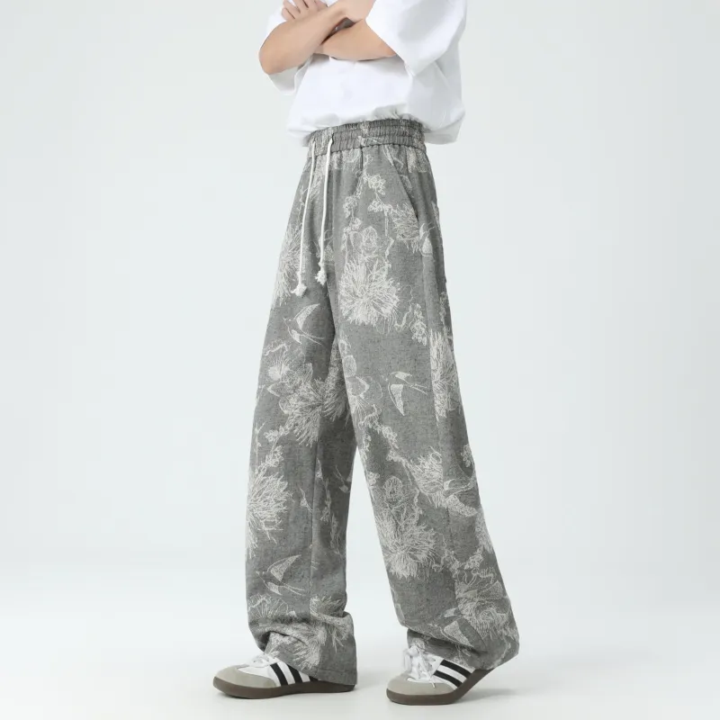 GDRX Casual Pants Unisex Pattern Gray-3