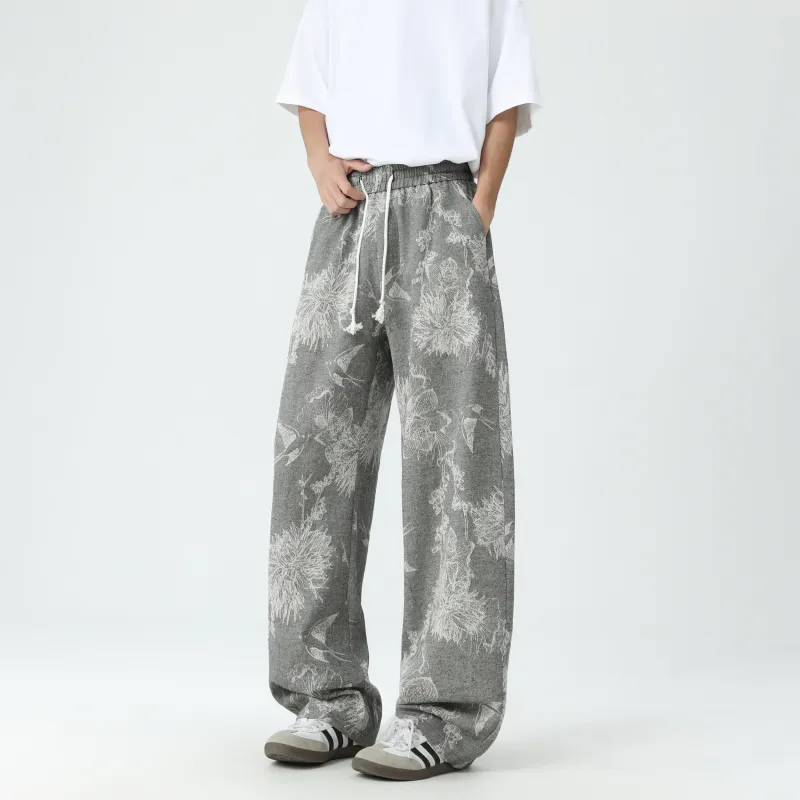GDRX Casual Pants Unisex Pattern Gray-2