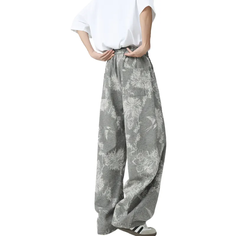 GDRX Casual Pants Unisex Pattern Gray-1