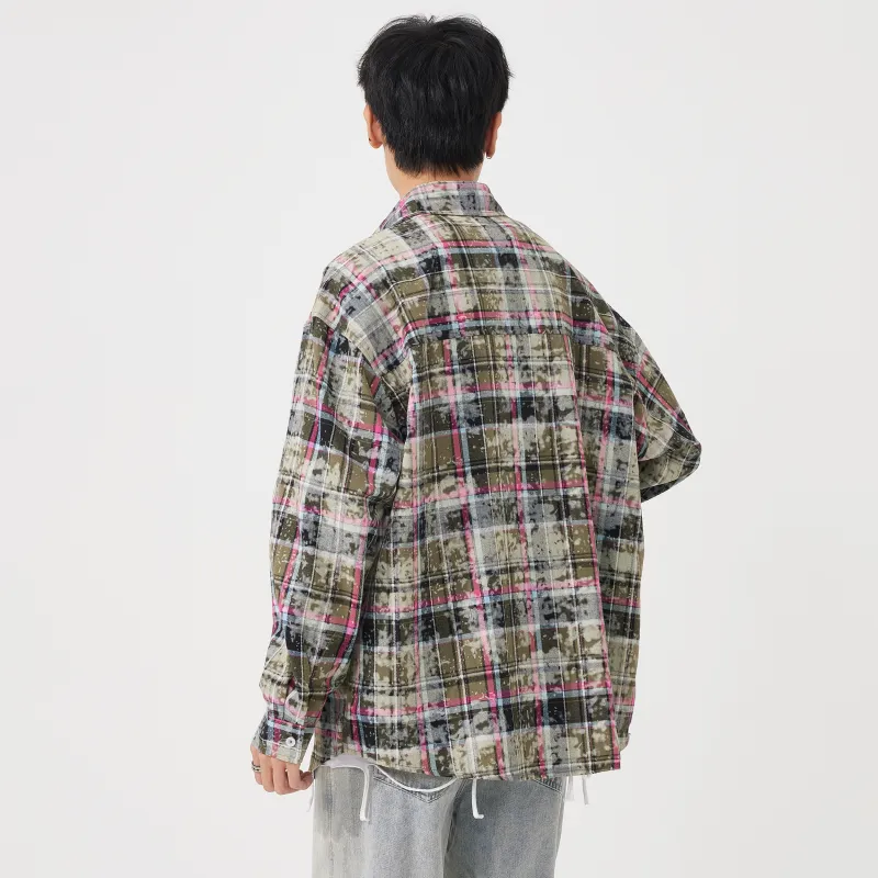 GDRX Shirt Unisex Blue White Plaid Tie Dye-9