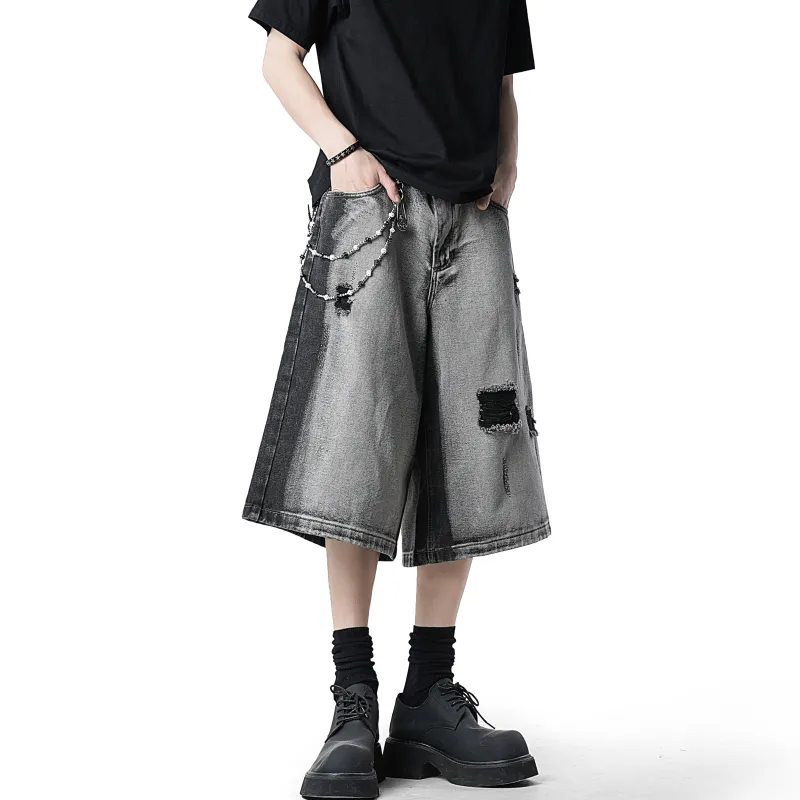 GDRX Denim Shorts Unisex Black Gray Color-4