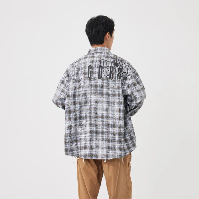 GDRX Shirt Unisex Gray Plaid Tie Dye-2