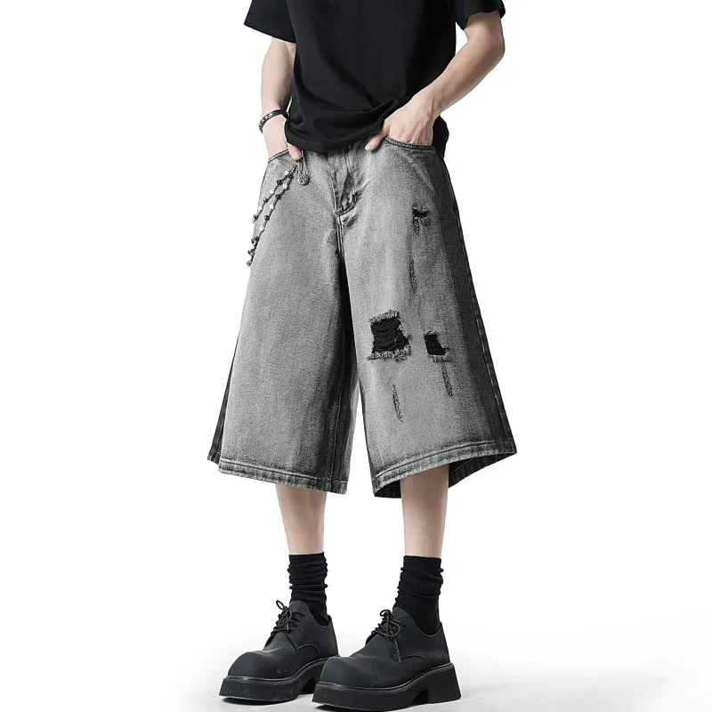GDRX Denim Shorts Unisex Black Gray Color-2