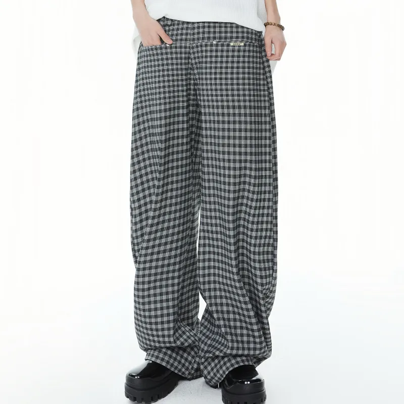 GDRX Casual Pants Unisex Black White Plaid-3