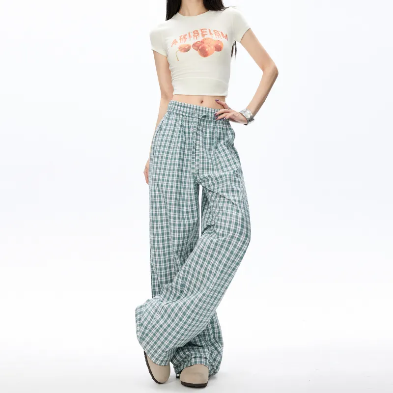 GDRX Casual Pants Unisex Black White Plaid-8