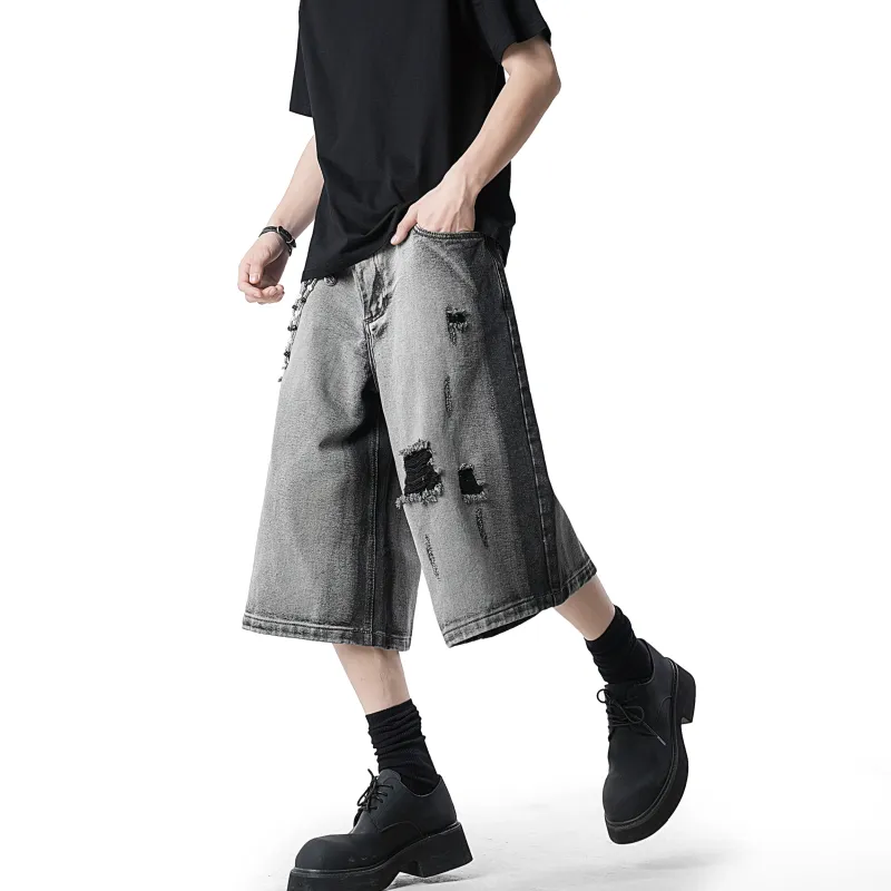 GDRX Denim Shorts Unisex Black Gray Color-5