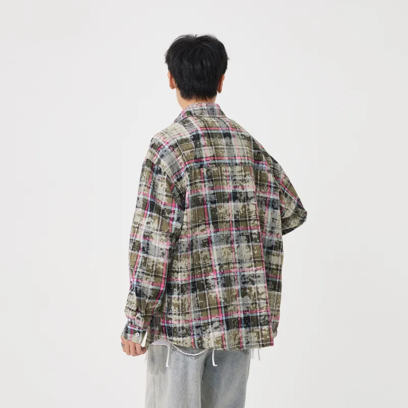 GDRX Shirt Unisex Green Plaid Tie Dye-2