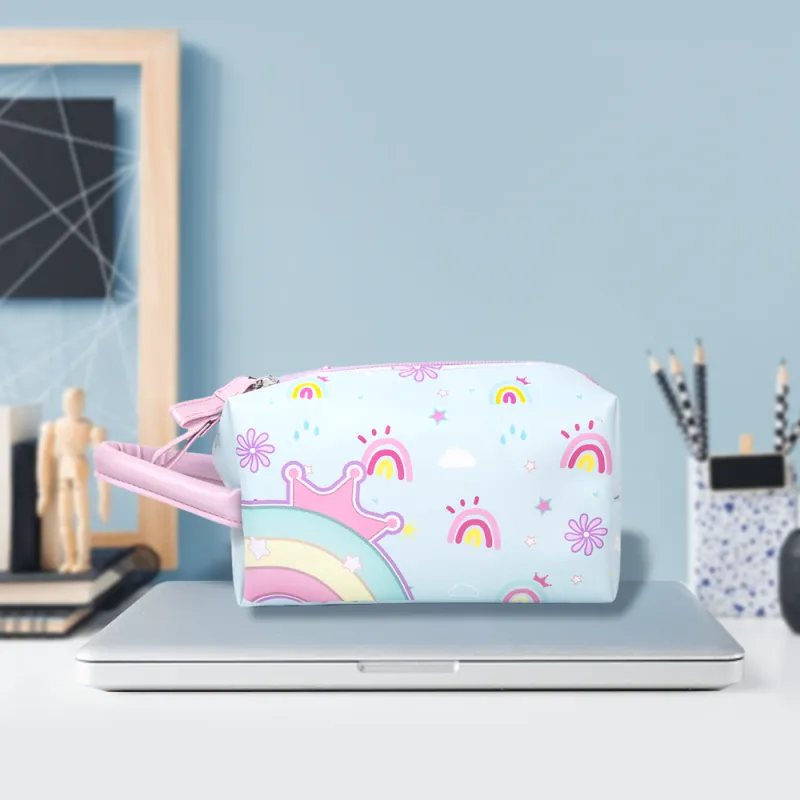 PinkyPinky PU Storage Bag Women's White/Blue/Pink-2