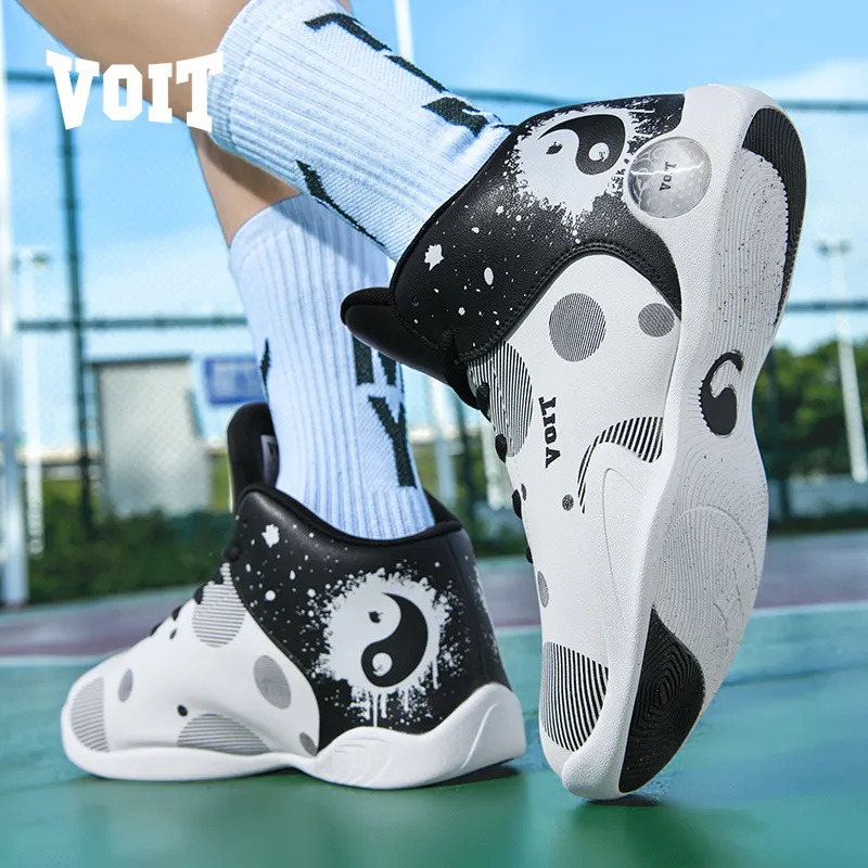 VOIT Basketball Shoes Men High Top White/Black-8