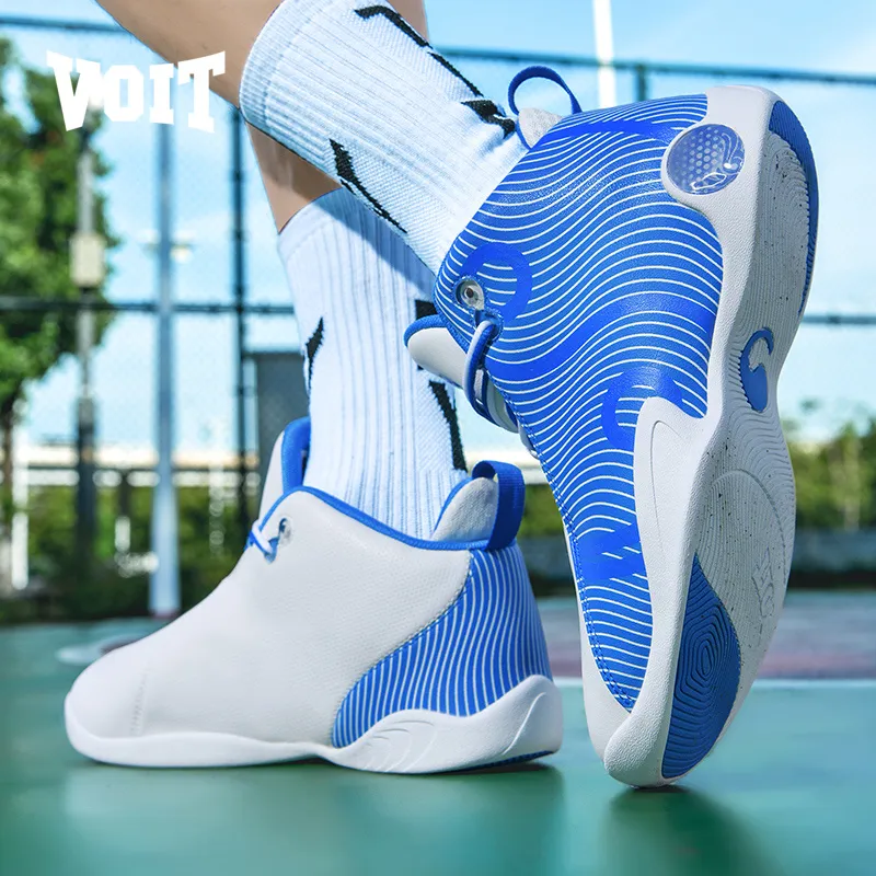 VOIT Tai Chi Wuji Cushioned Slip-Resistant Coverage High-Top Performance Basketball Shoes Men's Dodger Blue-6