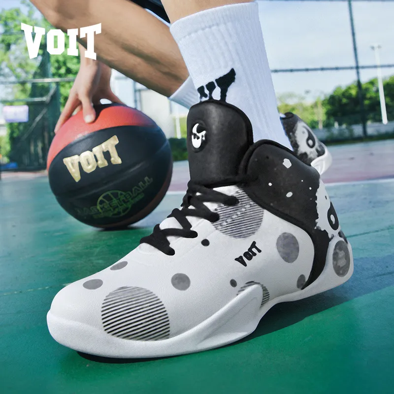 VOIT Basketball Shoes Men High Top White/Black-9