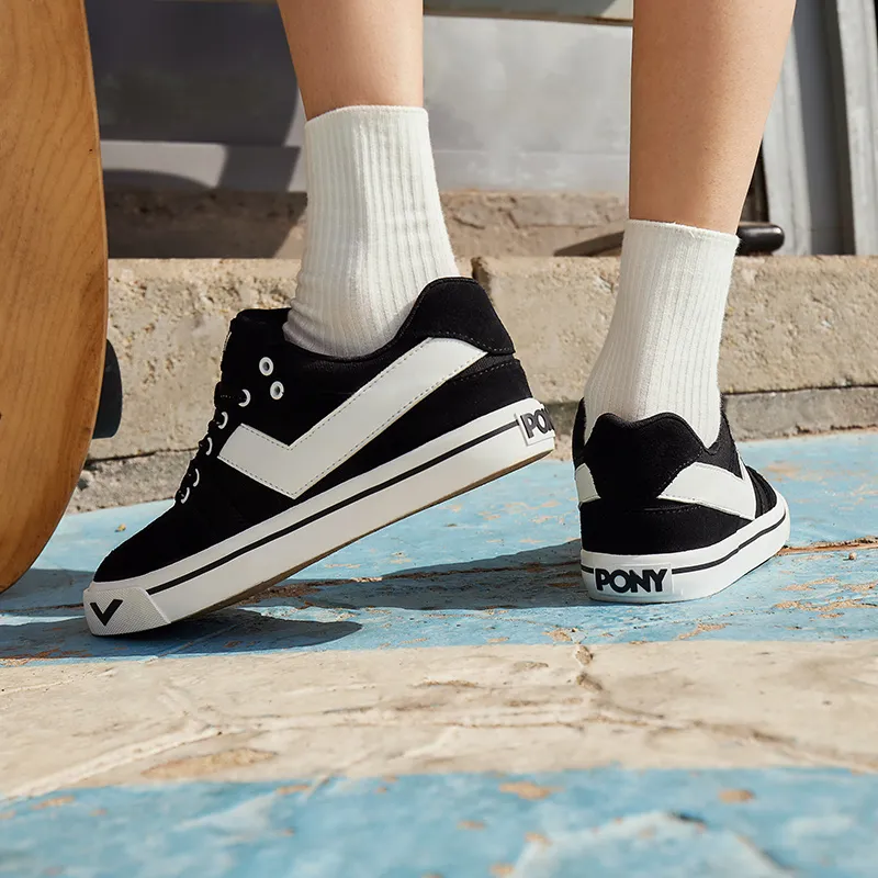PONY Atop Coverage Wear Resistant Low Top Skateboard Shoes Unisex Black-7