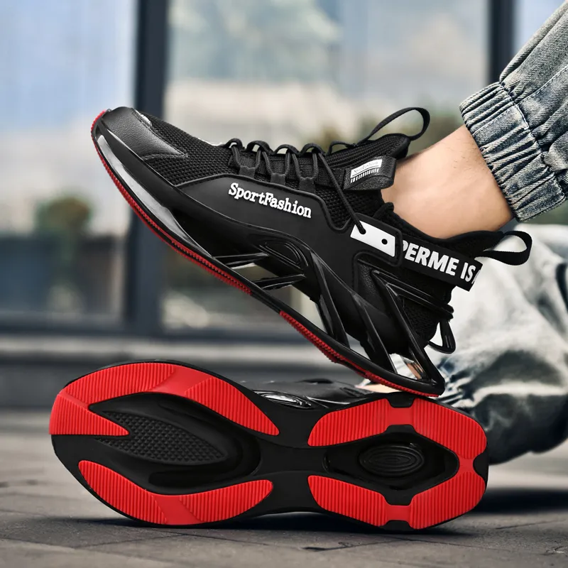 TONYBEAR Running Shoes Men Mid Top Red/Black-9