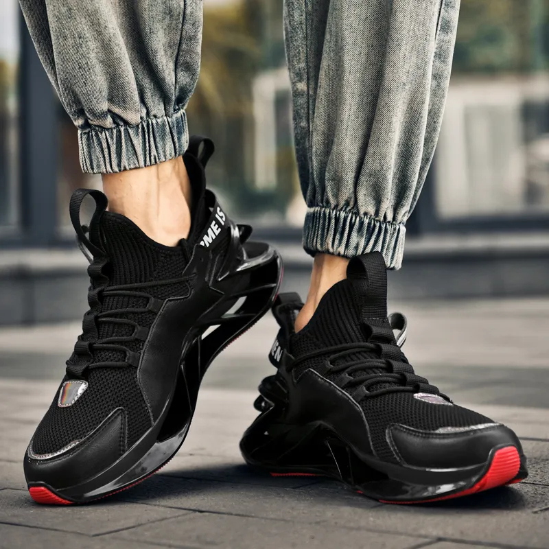 TONYBEAR Running Shoes Men Mid Top Red/Black-11